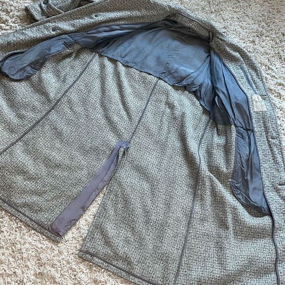 Vintage Harris Tweed Plymouth Of Boston Trench Coat Gray Scottish Top O’ Tweed 1 - Picture 10 of 16